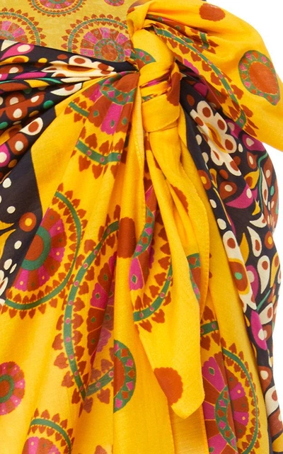 Shop La Doublej Printed Scarf Sarong In Yellow