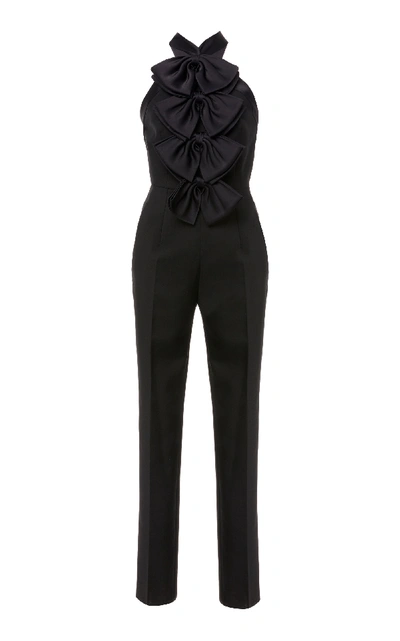 Shop Givenchy Bow-embellished Mohair And Wool-blend Jumpsuit In Black