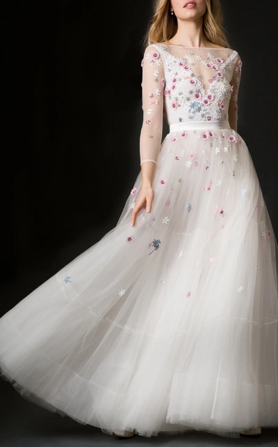 Shop Temperley London Bridal Lucille Embellished A-line Dress In Floral