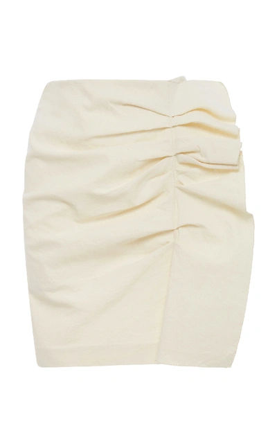 Shop Isabel Marant Lefly Ruffled Cotton-blend Mini Skirt In White