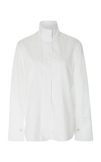Shop Arias Long Sleeve Cotton Blouse In White