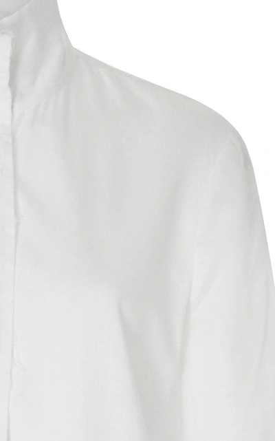 Shop Arias Long Sleeve Cotton Blouse In White