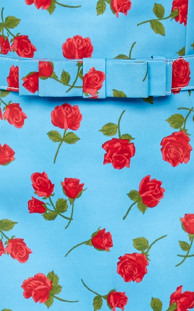Shop Michael Kors Floral-print Silk And Cotton-blend Belted Dress