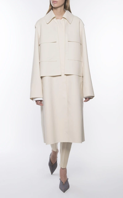 Shop Cyclas Cotton Wide Collar Coat In White