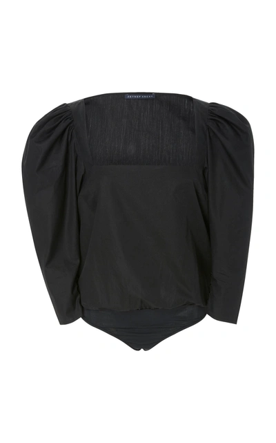 Shop Zeynep Arcay Square Neck Cotton Bodysuit In Black