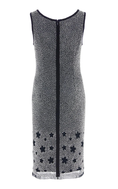 Shop Joanna Mastroianni V-neck Stars Embroidered Dress In Blue