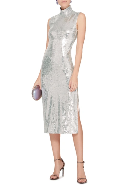 Shop Galvan Galaxy Lurex Gown In Silver