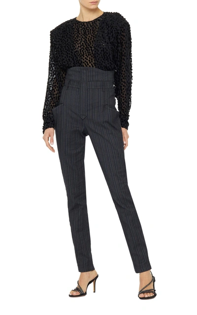 Shop Isabel Marant Karly Striped Crepe Pants In Grey