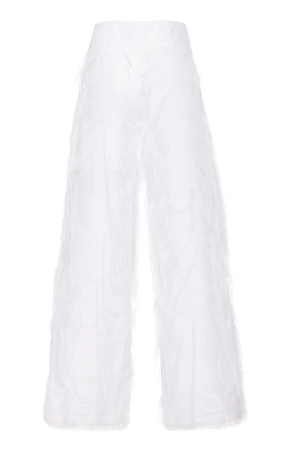 Shop Marina Moscone Pleated Fringe Trouser In White