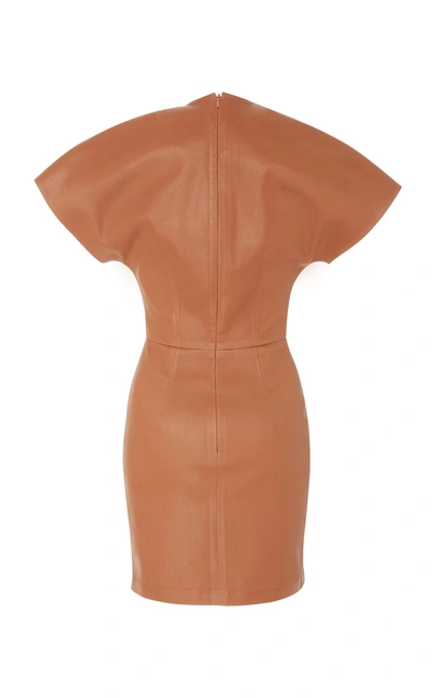 Shop Zeynep Arcay V-neck Stretch Leather Dress In Orange