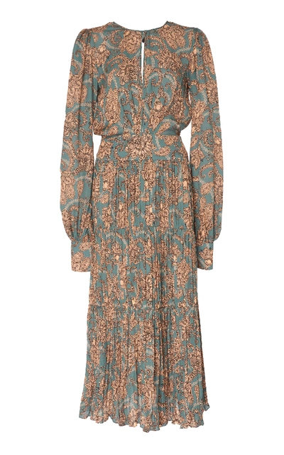 Shop Johanna Ortiz Hechiceria Printed Silk-georgette Midi Dress