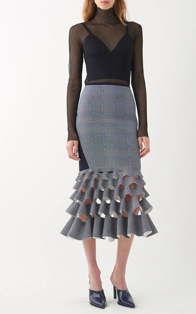 Shop Dion Lee Check Pattern Ruffle Skirt In Plaid