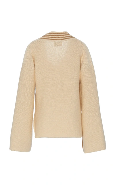 Shop Arje The Formantera V Neck Wool Blend Sweater In White