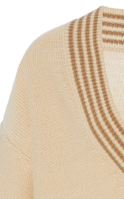 Shop Arje The Formantera V Neck Wool Blend Sweater In White