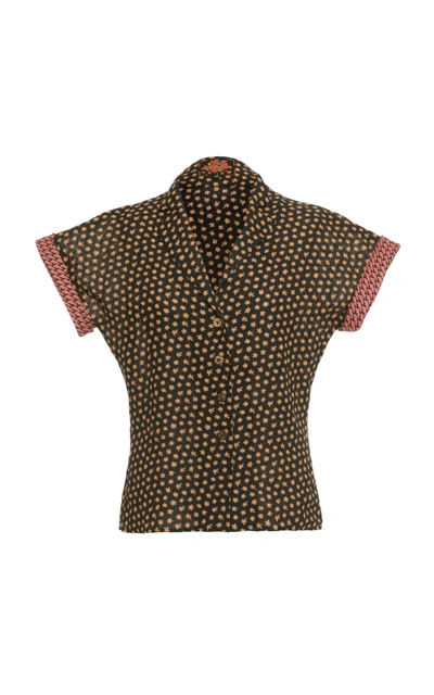 Shop Lena Hoschek Mojito Button Up Blouse In Brown