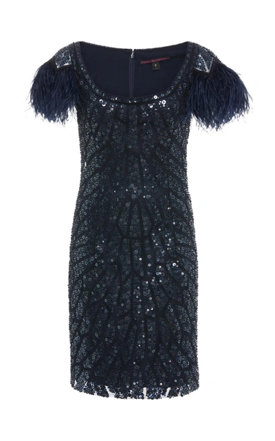 Shop Joanna Mastroianni Cap Sleeve Mini Dress In Navy