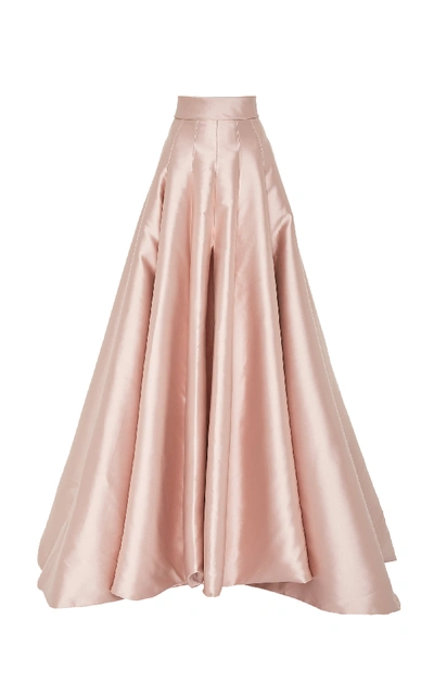 Shop Brandon Maxwell Pleated Satin Maxi Skirt In Pink