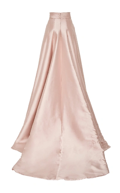 Shop Brandon Maxwell Pleated Satin Maxi Skirt In Pink