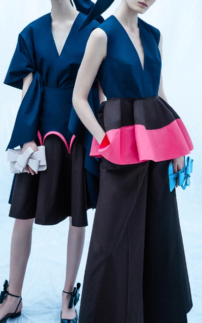 Shop Delpozo Color-block Peplum Top In Multi