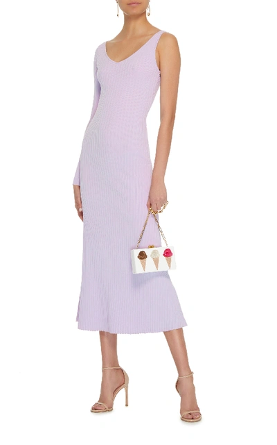 Shop Wendelborn One Arm Rib Dress In Purple