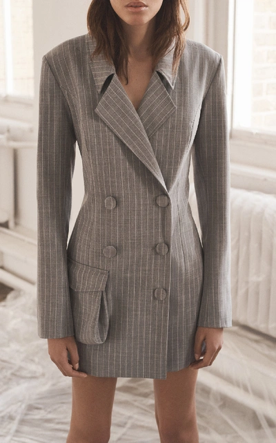 Shop Eleanor Balfour Exclusive Estella Double-breasted Wool Mini Dress In Grey