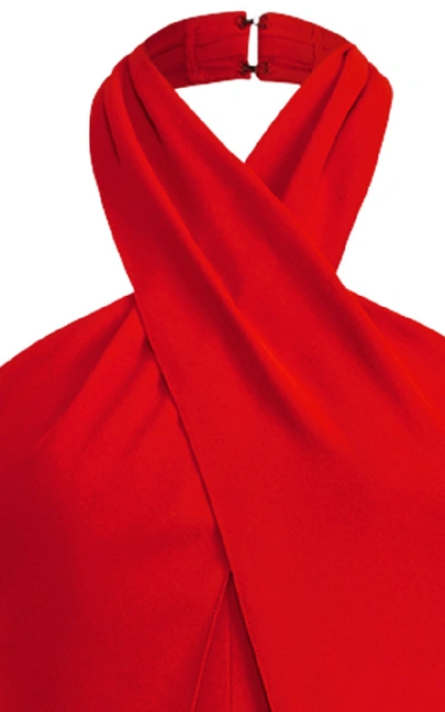 Shop Ralph Lauren Crepe Cady Adelaide Jumpsuit In Red