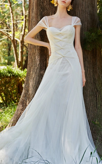 Shop Costarellos Bridal Ethereal Sweetheart Gown In Ivory