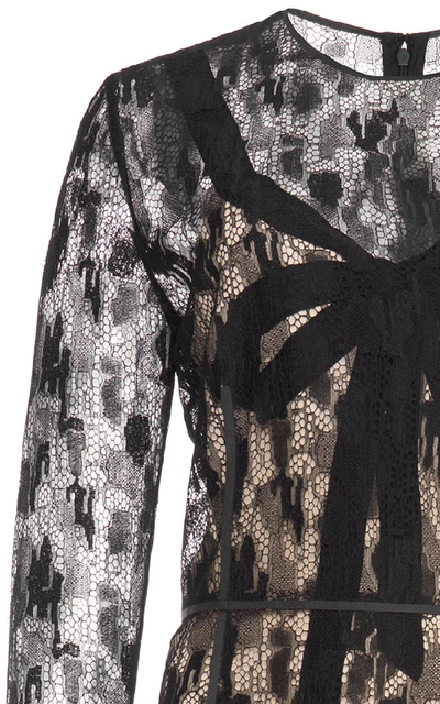 Shop Bottega Veneta Camouflage Lace Midi Dress In Black