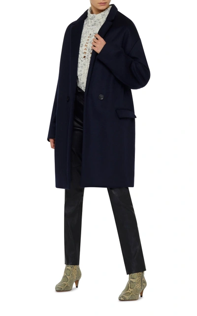 Shop Isabel Marant Filipo Timeless Wool And Cashmere-blend Coat In Navy