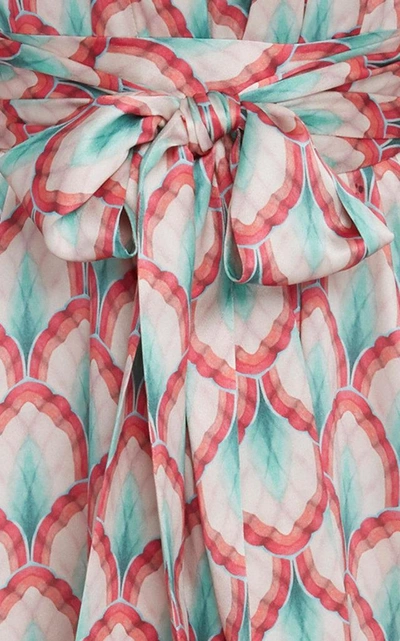 Shop Seren London Mo Mo Printed Silk Wrap Dress In Pink