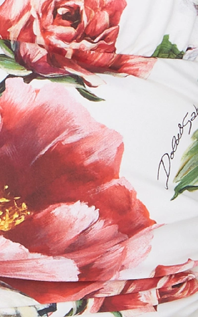 Shop Dolce & Gabbana Floral Deep V One-piece Swimsuit