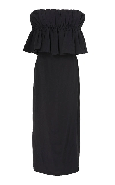 Shop Rejina Pyo Mina Off-the-shoulder Ruffled Linen Maxi Dress In Black