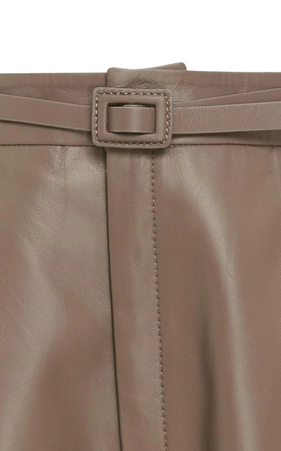 Shop Zeynep Arcay Pleated Leather Shorts In Brown