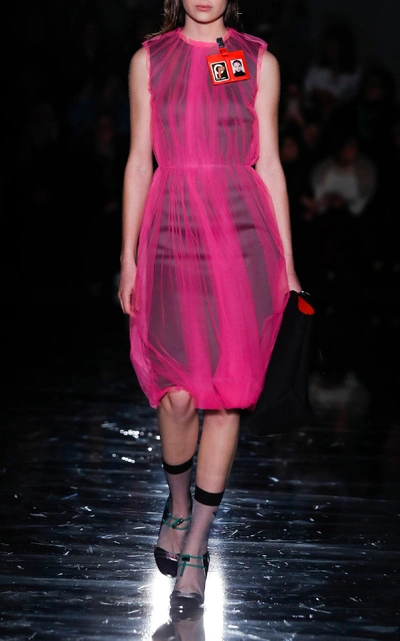 Shop Prada Gathered Dress In Pink