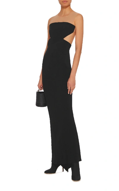 Shop Rick Owens Alyona Open-back Mesh-trimmed Cady Gown In Black