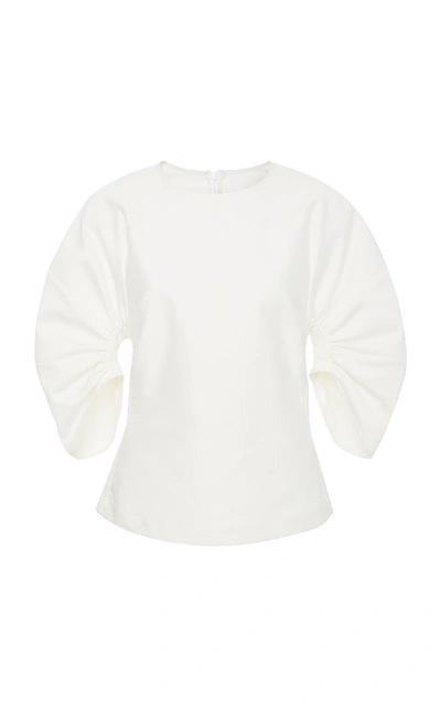 Shop Rosetta Getty Gathered Stretch-cotton Top In White