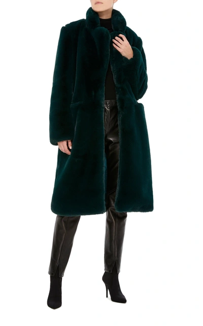 Shop Apparis Laure Faux Fur Coat In Green