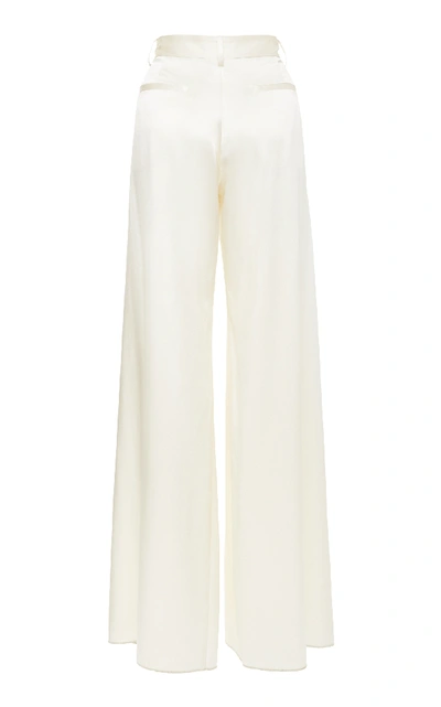 Shop Nili Lotan Seville Silk Wide Leg Trousers In White