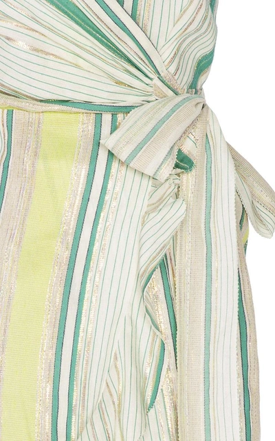 Shop Maria Lucia Hohan Stella Stripe Lurex Linen Wrap Dress