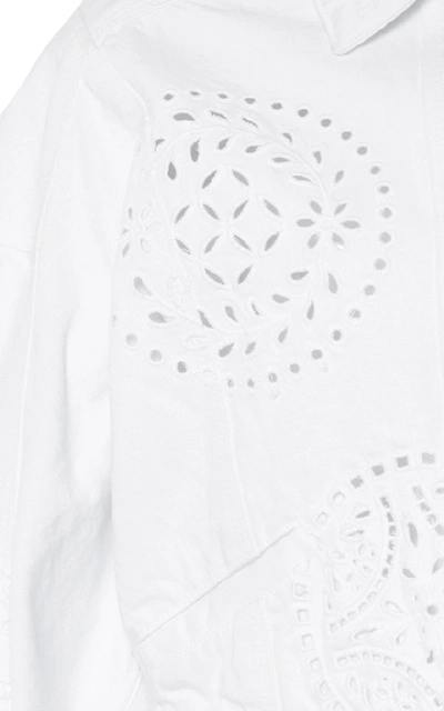 Shop Isabel Marant Rena Embroidered Denim Jacket In White