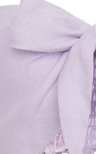 Shop Waimari Cara Linen Crop Top In Purple