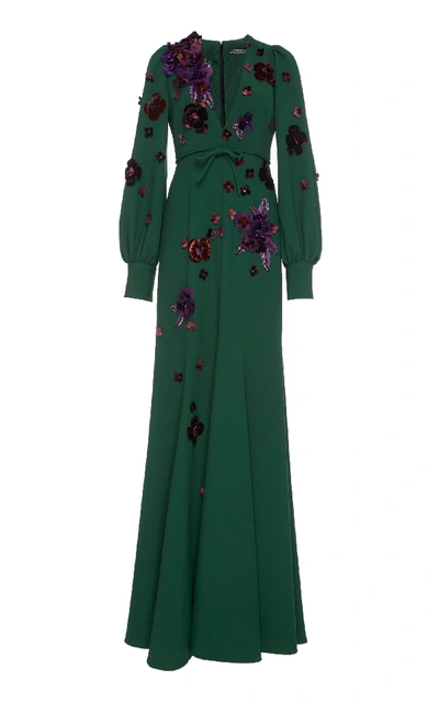 Shop Andrew Gn V-neck Gown In Green