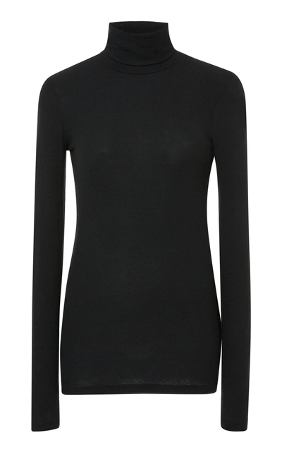 Shop Atm Anthony Thomas Melillo Ribbed Stretch-micro Modal Turtleneck Sweat In Black