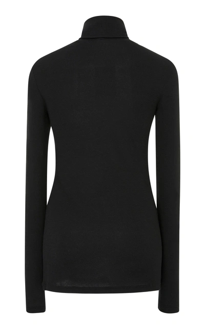 Shop Atm Anthony Thomas Melillo Ribbed Stretch-micro Modal Turtleneck Sweat In Black