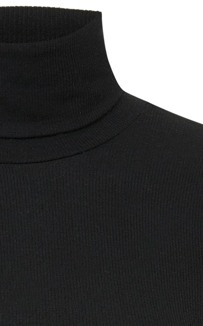 Shop Atm Anthony Thomas Melillo Ribbed Stretch-micro Modal Turtleneck Sweat In Black