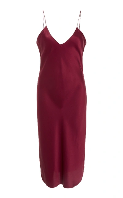 Shop Nili Lotan Silk-satin Slip Dress In Red