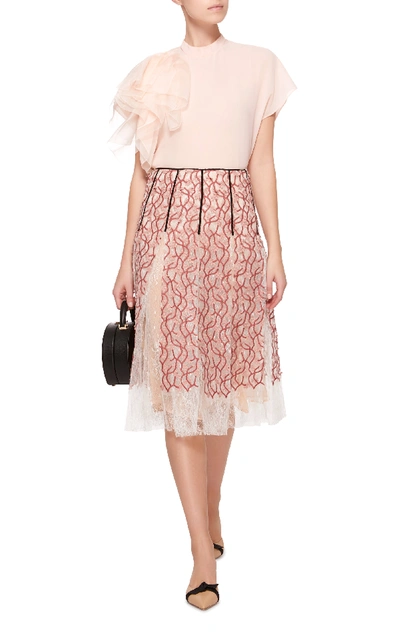 Shop Giambattista Valli Floral Embroidered Skirt In Pink