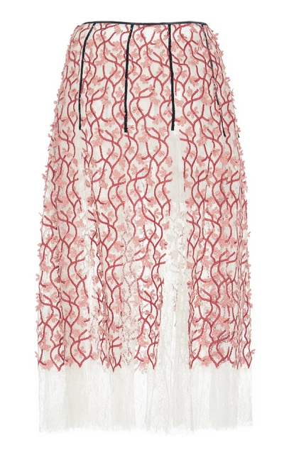 Shop Giambattista Valli Floral Embroidered Skirt In Pink