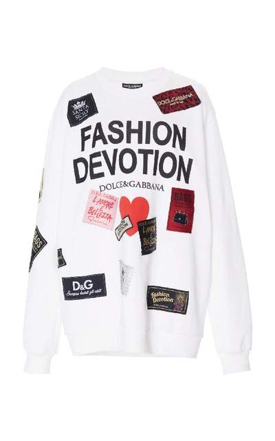 Shop Dolce & Gabbana Fashion Devotion Printed Cotton Sweatshirt In White