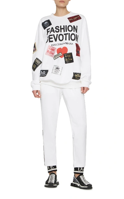 Shop Dolce & Gabbana Fashion Devotion Printed Cotton Sweatshirt In White